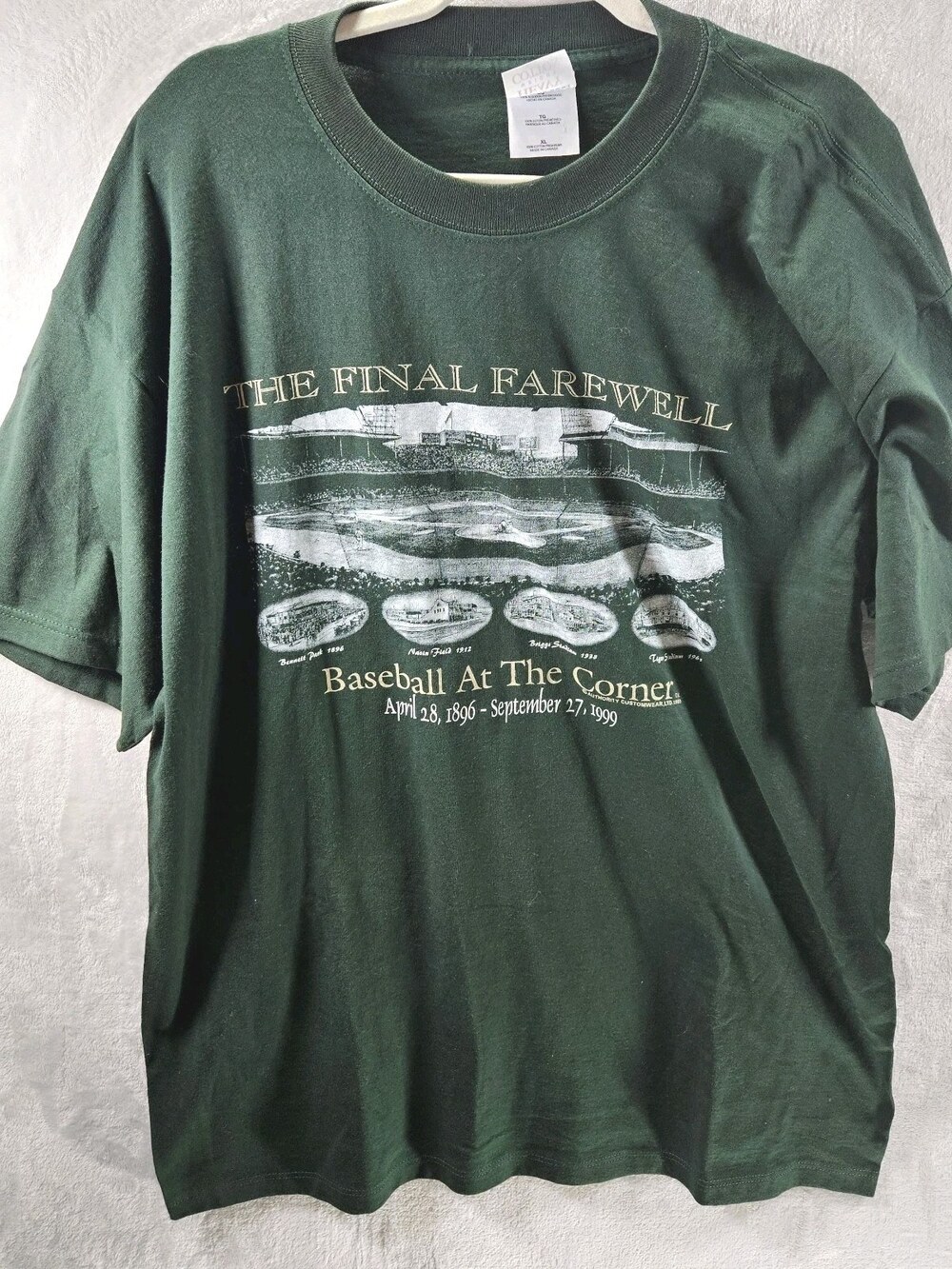 VTG 1999 Detroit Tigers Final Farewell At Tigers Stadium T-shirt XL Green MLB